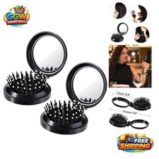 Mini Pocket Hair Brush  Folding Mirror Set - Ideal for Travel  Daily Use