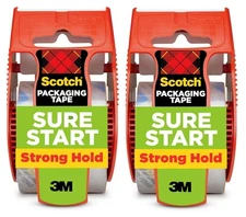 Scotch Sure Start Packing Tape, Clear, Quiet Unwind and Easy Start, Moving Suppl