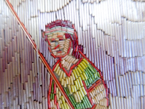 STRAW ART “Kiva Night” *LUIS P OLAY* Popotillo Mexican Folk Art Native Picture - Picture 8 of 10