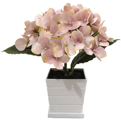 Kunstpflanze Bonsai Hortensie kompakt Höhe 20 cm für Wohnzimmer Schlafzimmer Dekoration