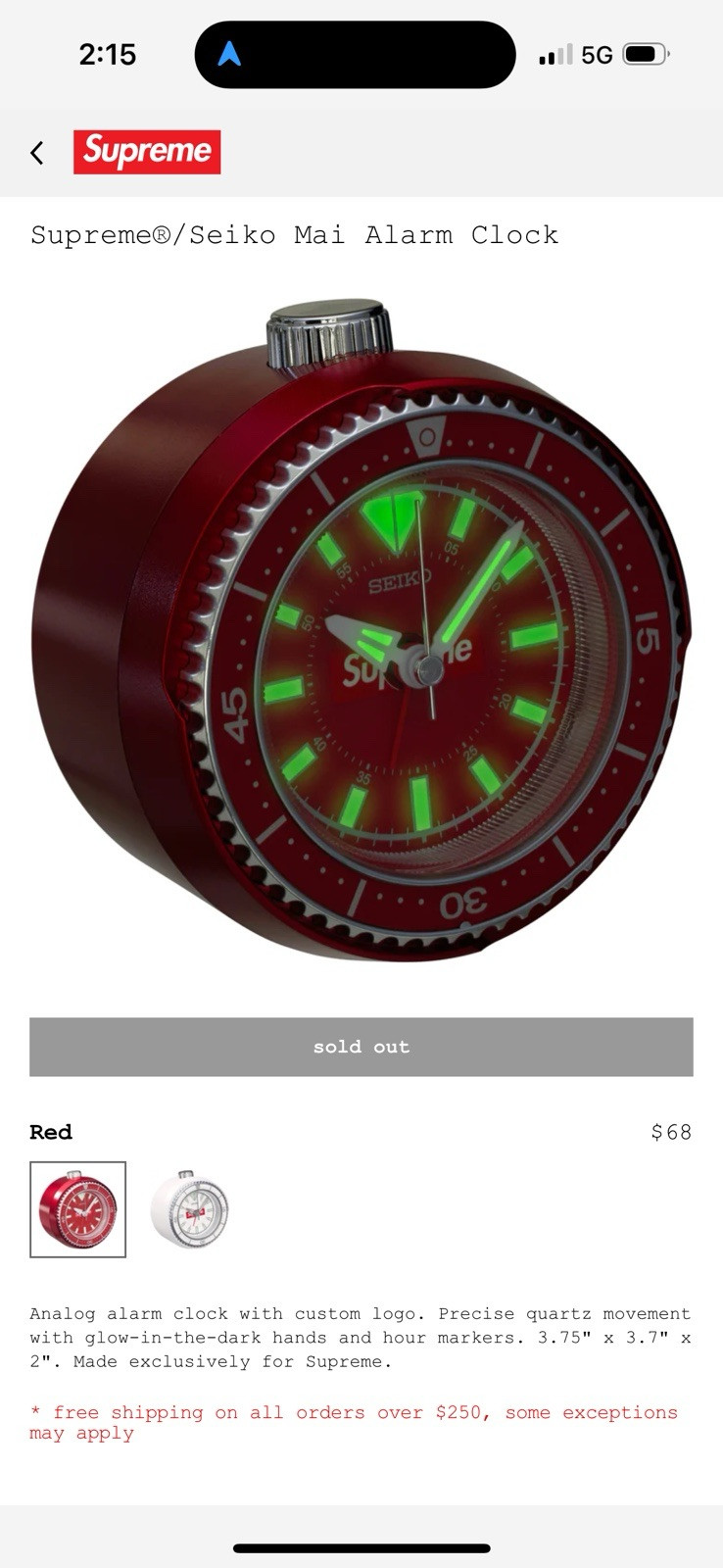Supreme Seiko Mai Alarm Clock Red New Sold Out SS25 | eBay