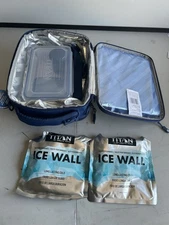 Titan Expandable Lunchbox w/ Ice Walls And Tupperware Navy Blue