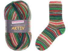 Supergarne Aktiv Sock yarn 4-ply superwash 100g/459yd Christmas #7525
