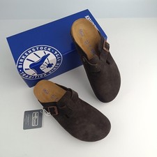 Birkenstock Boston Clogs Mocha Suede Leather Soft Footbed Unisex Men Women Shoes