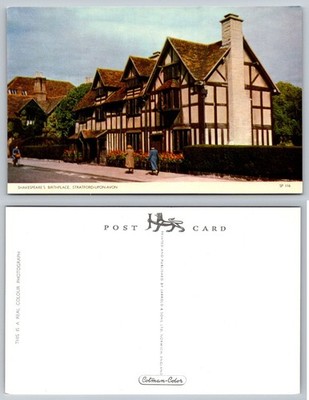 Shakespeare's Birthplace Stratford-upon-Avon Real Photo Postcard Cotman-Color