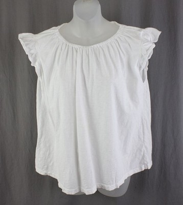 Velvet By Graham & Spencer Women's White Cotton Short Sleeve Top Size Medium