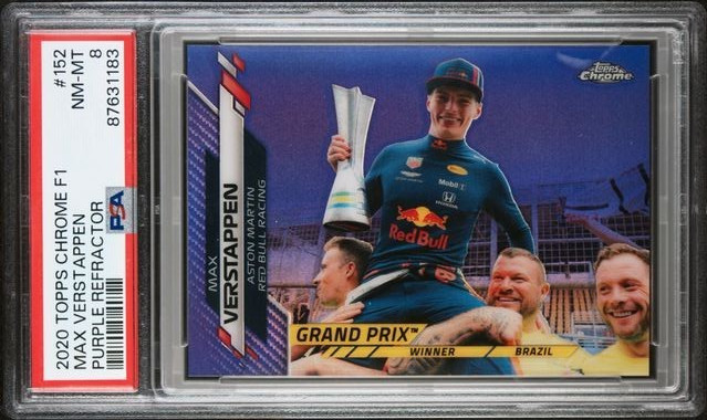 2020 Topps Chrome Formula 1 - Max Verstappen #152 Purple Refractor /399 PSA 8