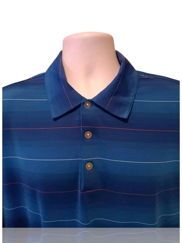 NIKE GOLF FIT Dry Sz XL Blue/Orange/White Striped Polo Shirt. NS-22 - Picture 2 of 9