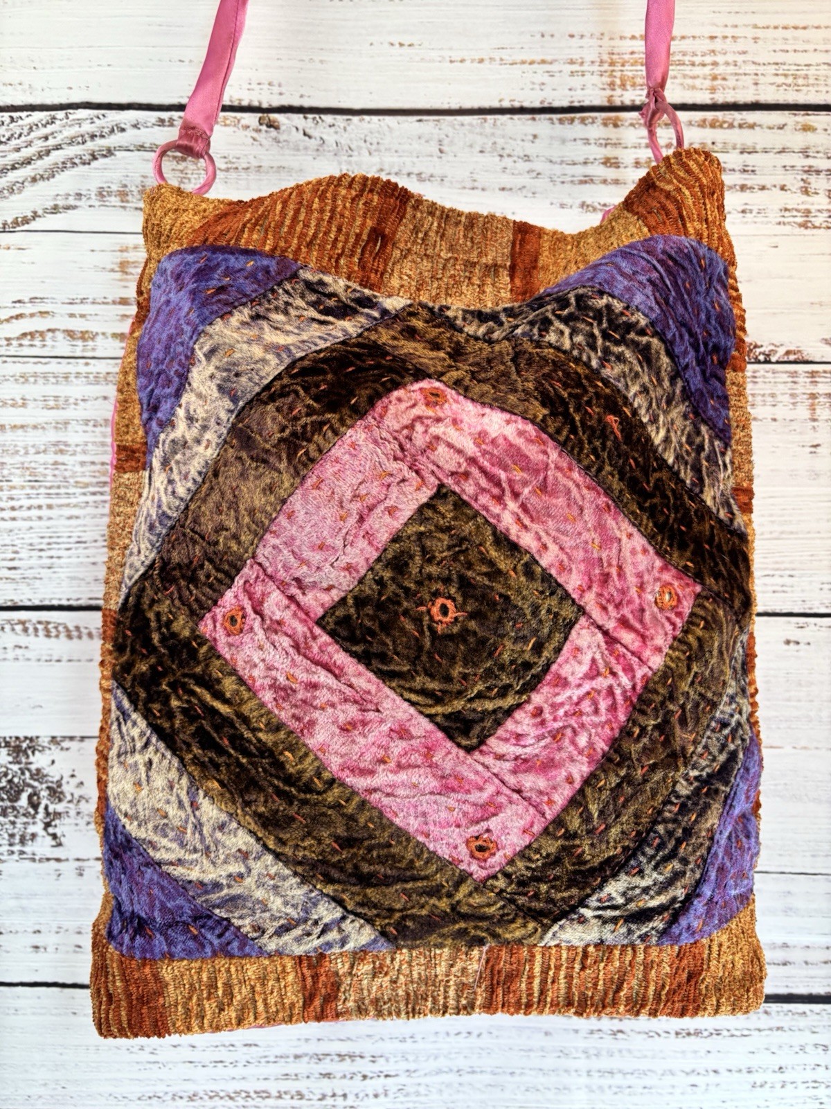 Bijoux Terner Home Bag Patchwork Saniel Pink Brow… - image 2