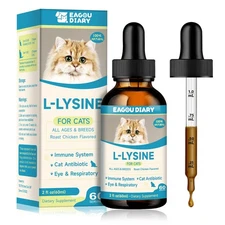 L-Lysine for Cats,Lysine Drops Immune Support Supplement,Sneezing,Cold,Allerg...
