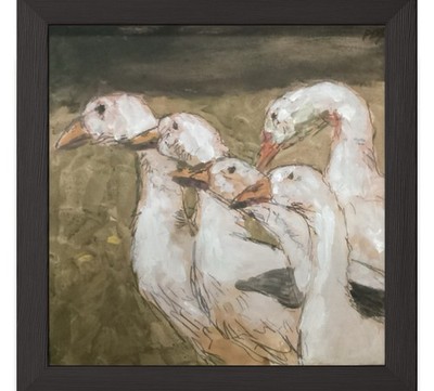 PDQ Artist Original Painting Birds Geese Abstract Realism Acrylic 12x12 Artwork