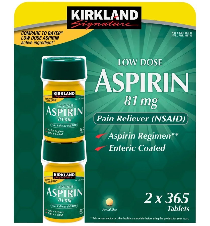 Kirkland Signature Low Dose Aspirin, 81 mg, 730 Tablets Exp 3/28