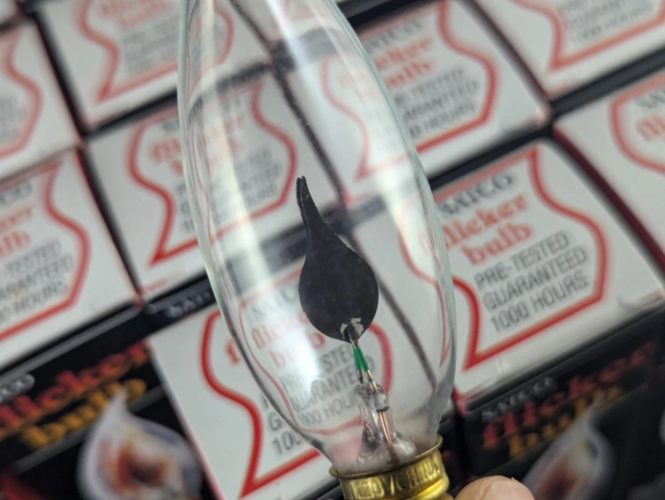 x22 Satco C9 S3656 3W 120V Flame Tip 32mm E12 Candelabra Base Flicker Bulb - Image 2 of 4