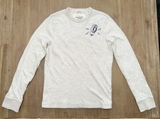 Abercrombie  Fitch Beige  Gray Heather Long Sleeve Muscle Fit Shirt Size Small