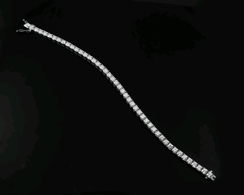 6 Ct F VS Lab Diamond Tennis Bracelet 3mm Infinity Style 14K White Gold Plated - Image 2 of 4