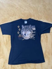 Vintage Wolf Art T-Shirt Size Large Made In USA Wildlife