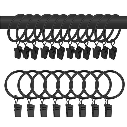 40 Pcs 1.5" Metal Curtain Rings with Clips, Drapery Hanging Rings Clips for T...