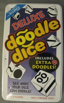 Doodle Dice Deluxe; complete except rules are printout; holes, dents in lid