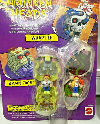 VINTAGE 2PC MOC 1993 MIGHTY MAX SHRUNKEN HEADS BRAIN FACE VAMPYRE