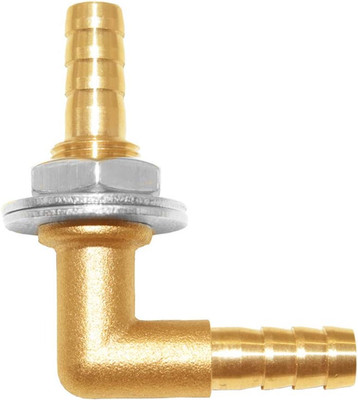 3/8 Brass Hose Barb 90° Elbow Bulkhead Union Fitting with Gasket for Water/Fuel