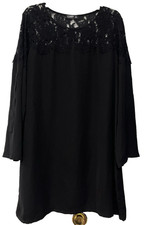 YOINS Women’s Dress Long Sleeve Party Lace Upper Bodice Black Size 14