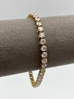 925 Sterling Silver Gold Tone Clear Stone Tennis Bracelet 18.5cm 13.01g