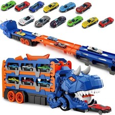 Dino Transporter LKW mit 12 Dinosaurier Autos Spielzeugset Kinder Geschenkidee
