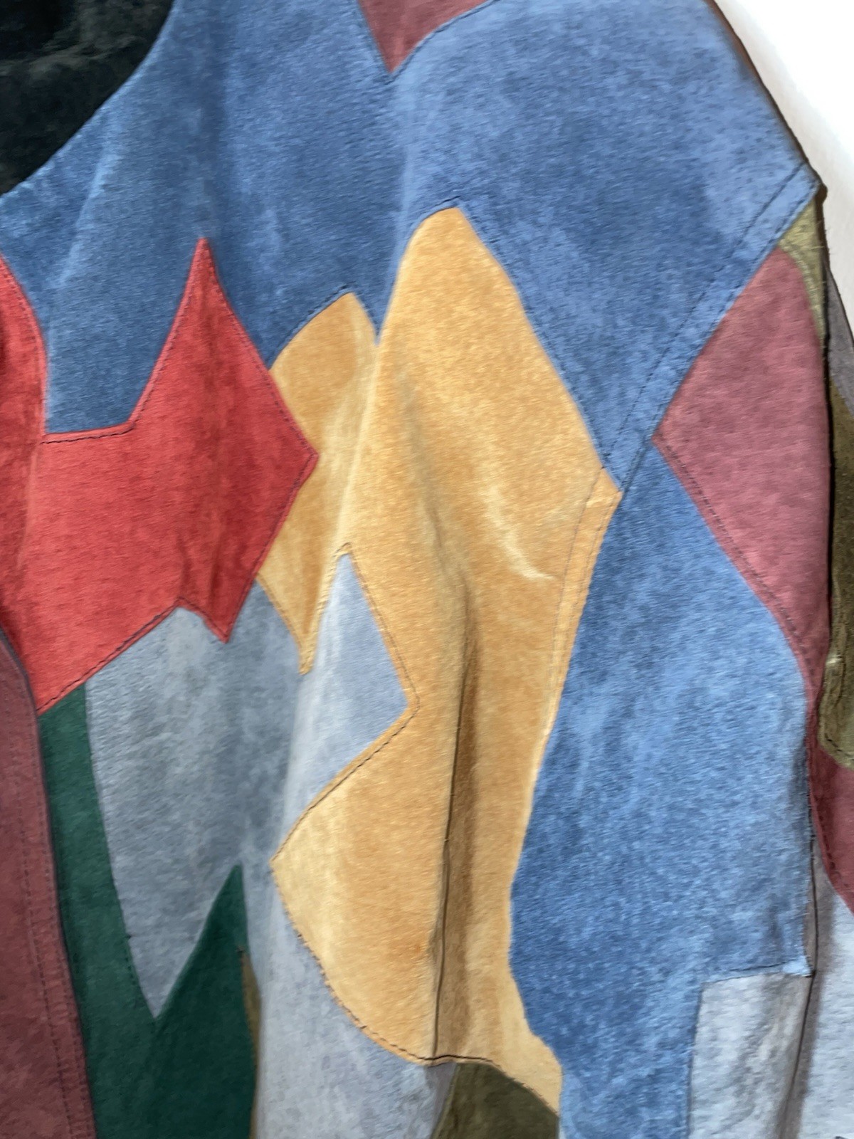 Pelle multicolored suede patchwork bomber jacket … - image 5