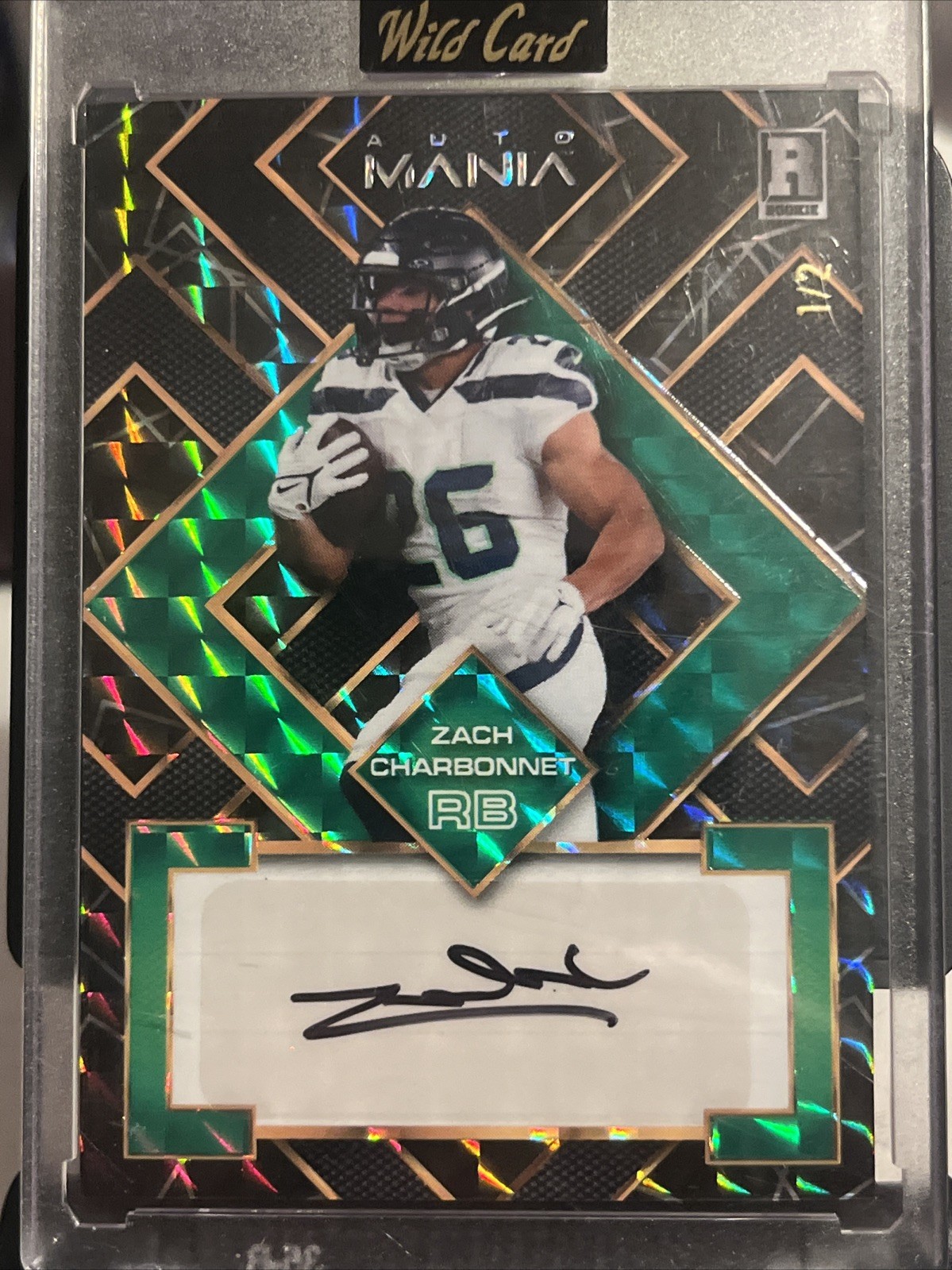 2023 Wild Card # AMSQ-A ZACH CHARBONET AUTO MANIA /2 AUTO ROOKIE SEAHAWKS