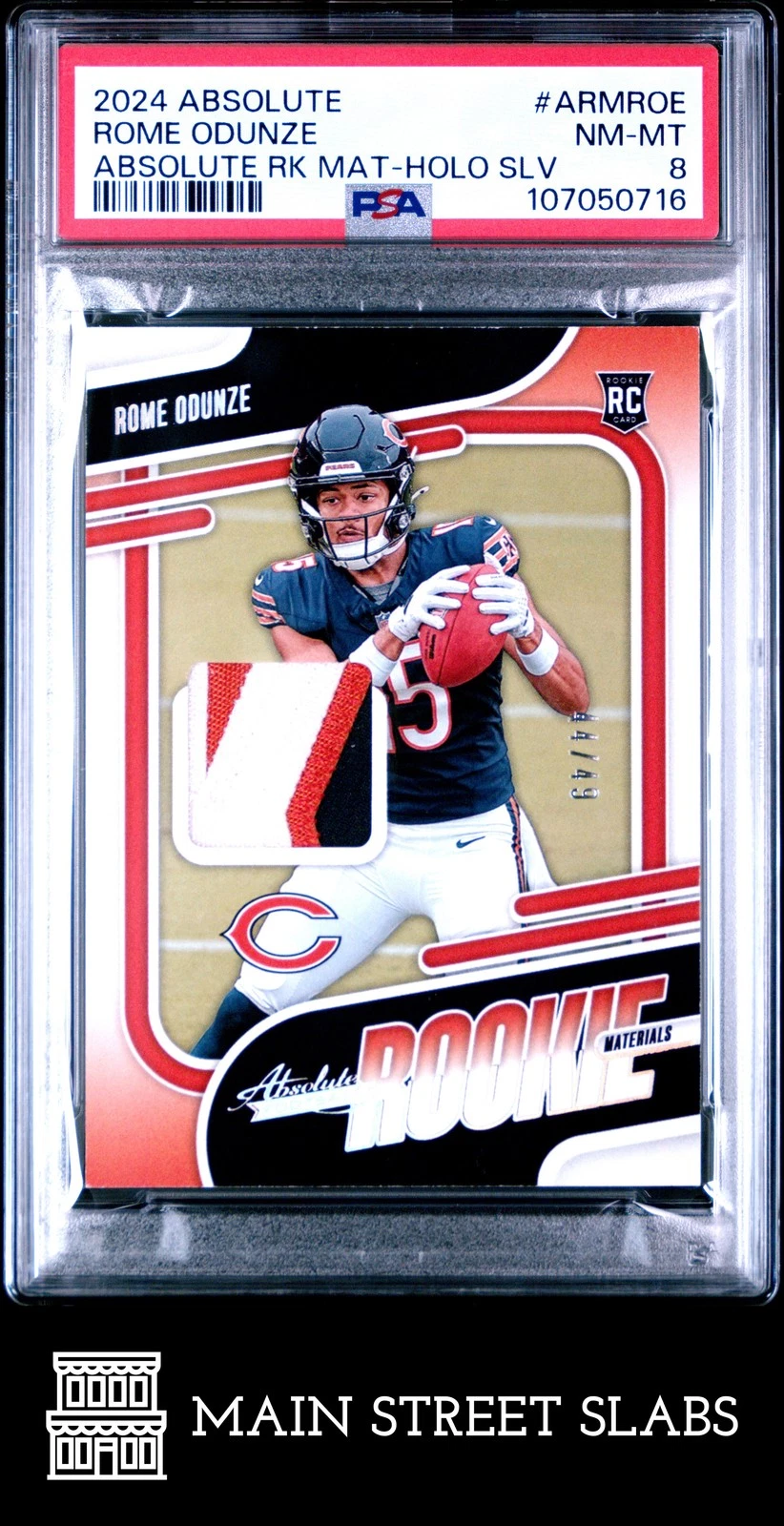 Rome Odunze Panini Absolute Absolute Rookie Materials #ARMROE Holo Silver
