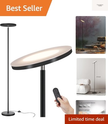 LED Floor Lamp   Super Bright Torchiere with Remote & Foot Switch, Stepless D...