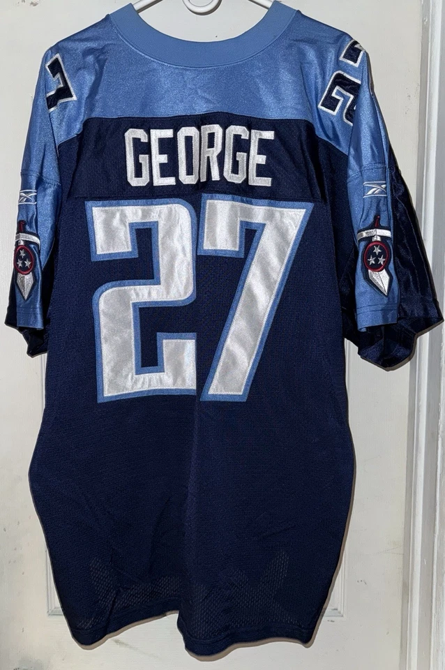 Camiseta Reebok Tennessee Titans Eddie George Auténtica Azul Retro Talla 56 Foto 2 de 4