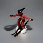 Rare Vintage 1965-1975 Murano Lampwork Hand Blown Glass Miniature Skier Figurine