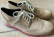 Cole Haan Men's Beige Suede Wingtip Brogue Lace-Up Oxford Dress Shoes Size 11