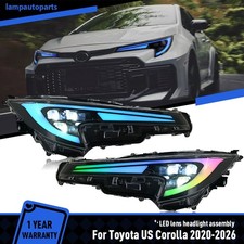 RGB Rainbow LED Headlights For Toyota Corolla 2020-2026 Head Lamp Assembly LH+RH