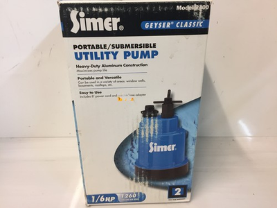 #ad Simer 2300 Geyser Classic Submersible Utility Pump 1 6 HP 1260 GPH $99.00