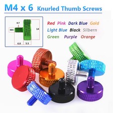 Aluminium Knurled Thumb Screw M4x6mm Metric Flat Head Thumbscrew Bolt coloured