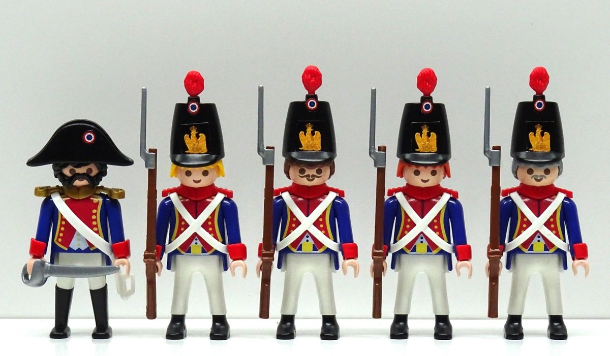 5 X Garde Soldat Hussard Vert Blanc Playmobil Pour Chasseur