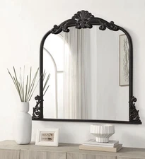 Black Craft Metal Antique Wall Mirror Arched Decorative Vintage Bathroom Mirrors
