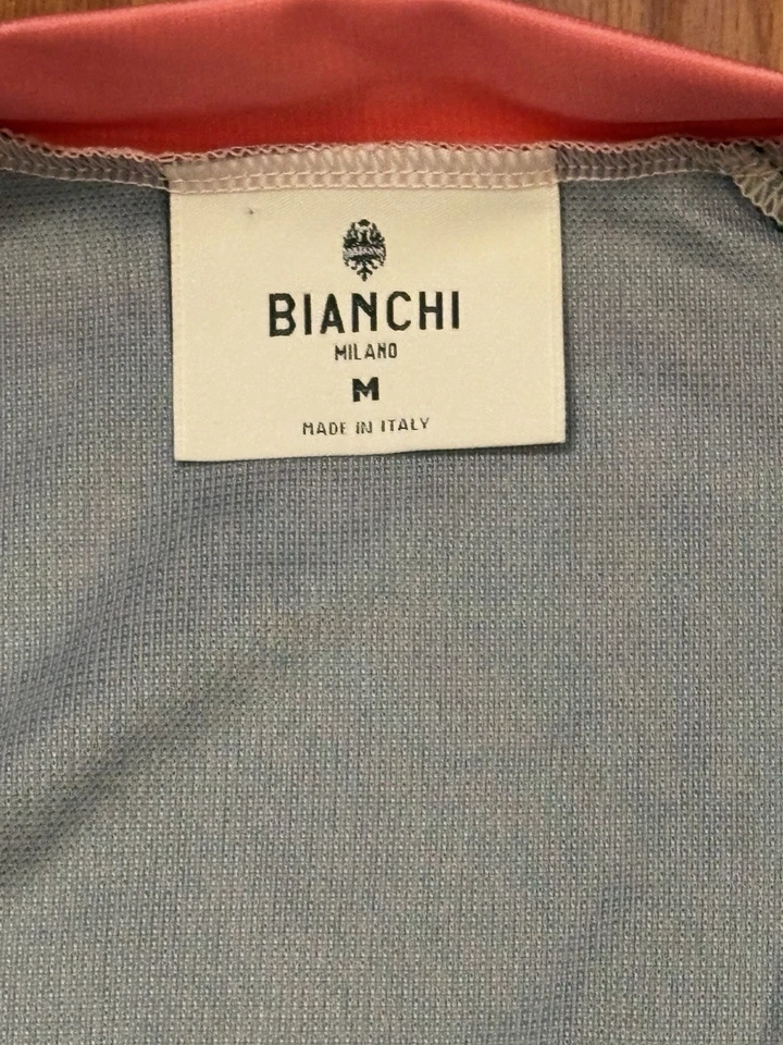 Camiseta de ciclismo Bianchi Milano negra y rosa manga corta media cremallera poliéster Italia Foto 4 de 4