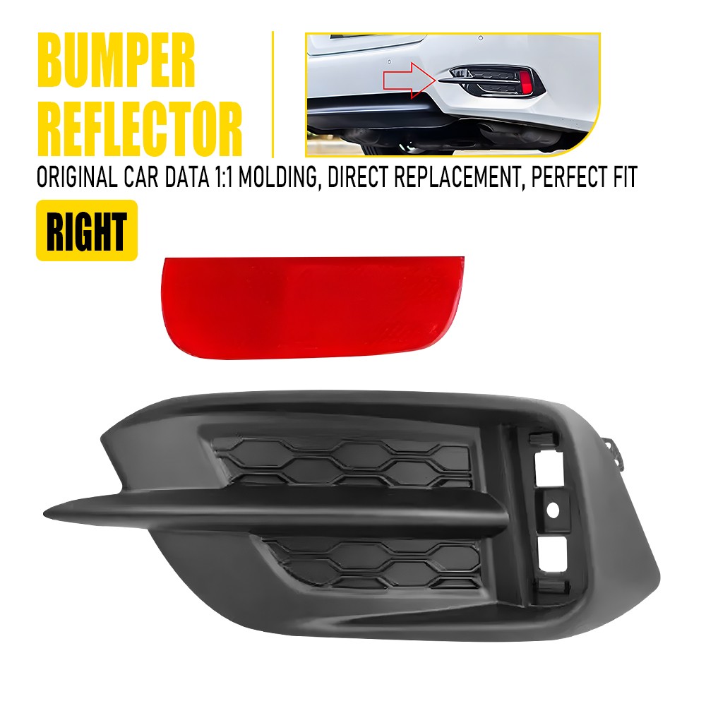 For Honda Civic 2016-21 Rear Right Side Bumper Cover Bezel Trim Reflector Lens M