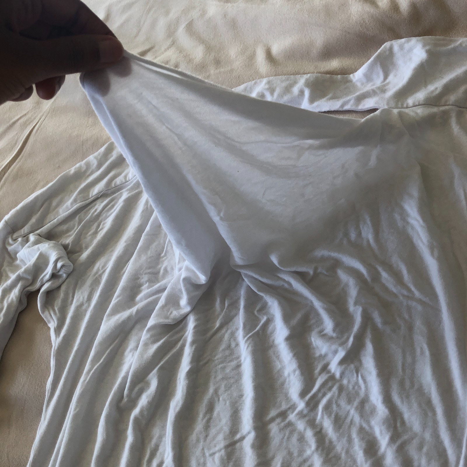 BCBGeneration White Draped Open Back Long Sleeve … - image 5