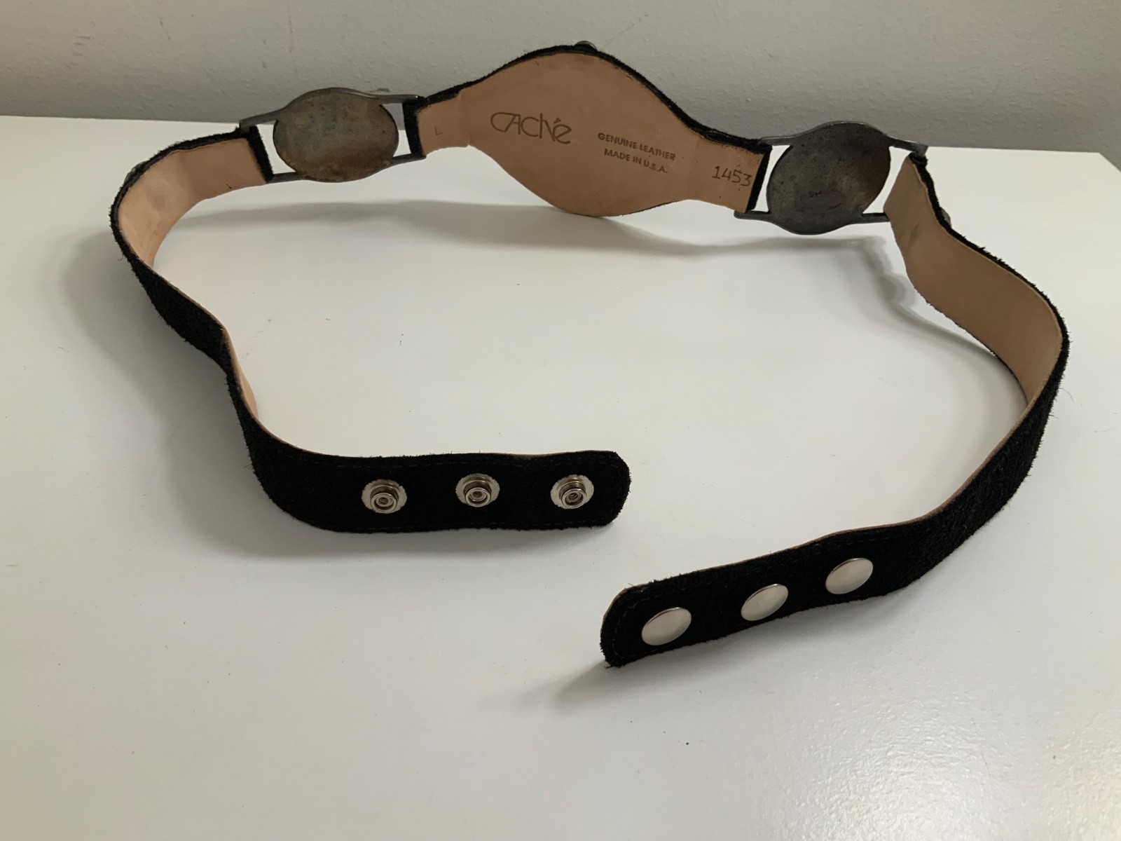 CACHE WOMEN'S BLACK STUDDED ADJUSTABLE LEATHER BE… - image 8