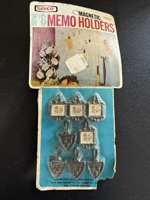 Set Of 8 Vintage Memo Holders Magnetic 