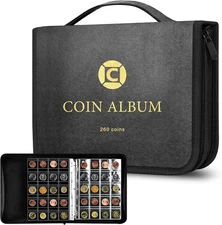 Coin Collection Book Holder for Collectors, 260 Pockets Coins Collecting Album w