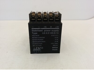 LEM STABILIZED POWER SUPPLY, TYPE LS0.5/120-S/15, 0.5A  15W 120V 50Hz 200mA