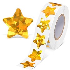 1000 Pcs Holographic Gold Star Stickers Foil Star Stickers Roll Kids 1 Inch