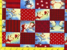 Happy Snowmen with Red Christmas Patchwork Fat Quarter CWISNM09235