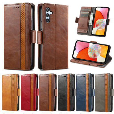 For Samsung Galaxy A06 A16 A26 A36 A56 Men's Vintage Leather Wallet Stand Case 