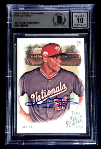 JUAN SOTO SIGNED 2019 TOPPS ALLEN & GINTER #127 BECKETT 10 GEM MINT AUTOGRAPH